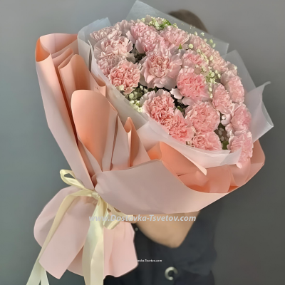 25 розовых гвоздик "Малышка"