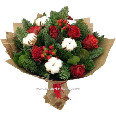 Новогодний букет из роз "Времена Года"